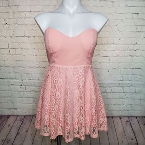 Jumei Yifang Lace Strapless Top Blush Pink Size S